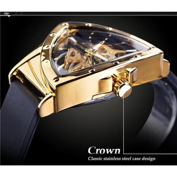 Skeleton Watches for Men, Automatic Mechanical Watch with Triangle Dial,Luminous - Picture 2 of 6